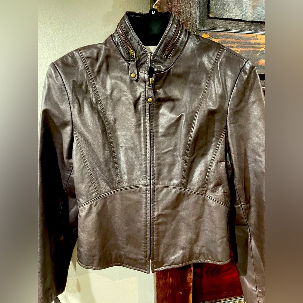 Emanuel Ungaro Leather Jacket - size is 8/20 - would be classified as sm/med